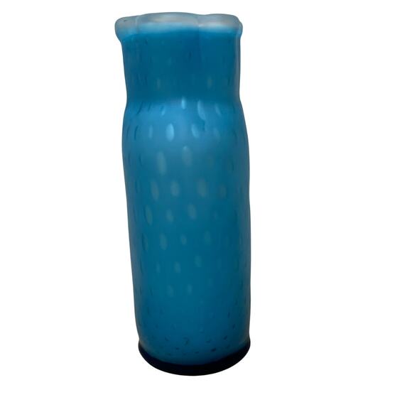 Thomas Webb & Sons Cased Aqua Blue Polka Dot Ruffled Glass Good Condition - Picture 2 of 8